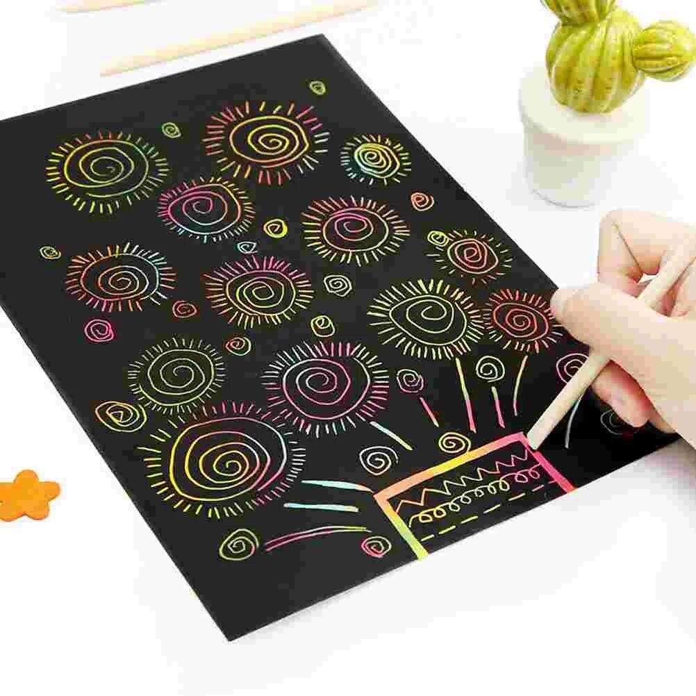 30 Pcs Scratch Stick Kids DIY Supply Drawing Sticks Paper Stylus Scraper Craft Bamboo Pens Tool Child Tools