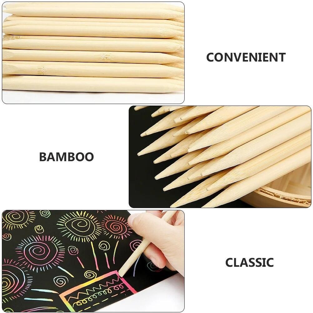 30 Pcs Scratch Stick Kids DIY Supply Drawing Sticks Paper Stylus Scraper Craft Bamboo Pens Tool Child Tools
