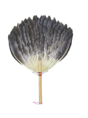 Hand Party Chinese Liang Black Fan Feather Goose Craft 1pc Feather Wedding Zhuge Fan Decoration Wood Dance Vintage Accessories