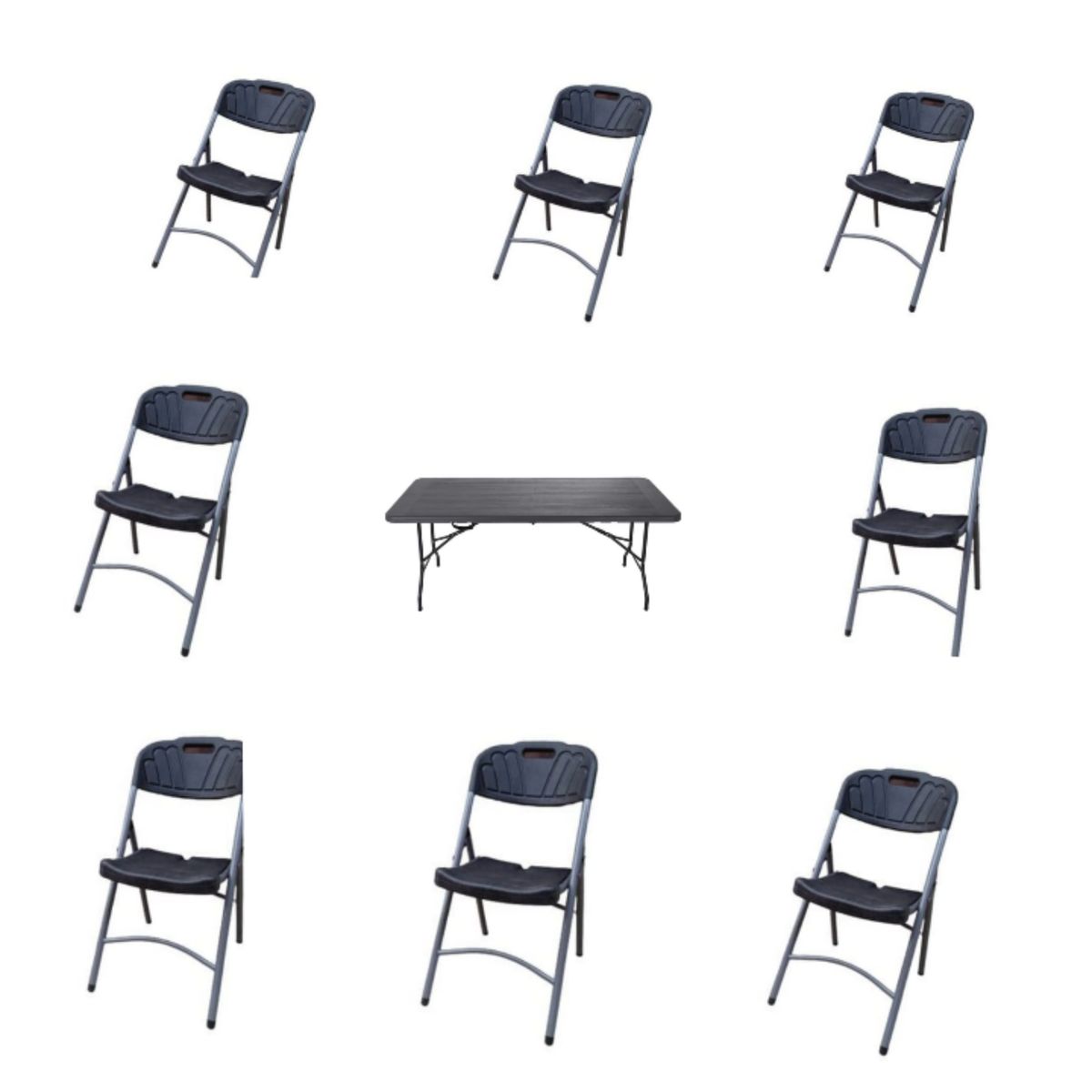6 FT RECTANGULAR TABLE + 8 CHAIRS- BLACK ( By 8 Seater)