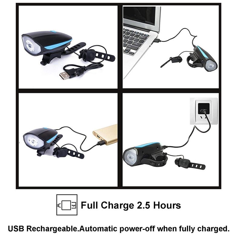 Zacro Bicycle Bike Bell Usb Rechargable Cycling Horn Light