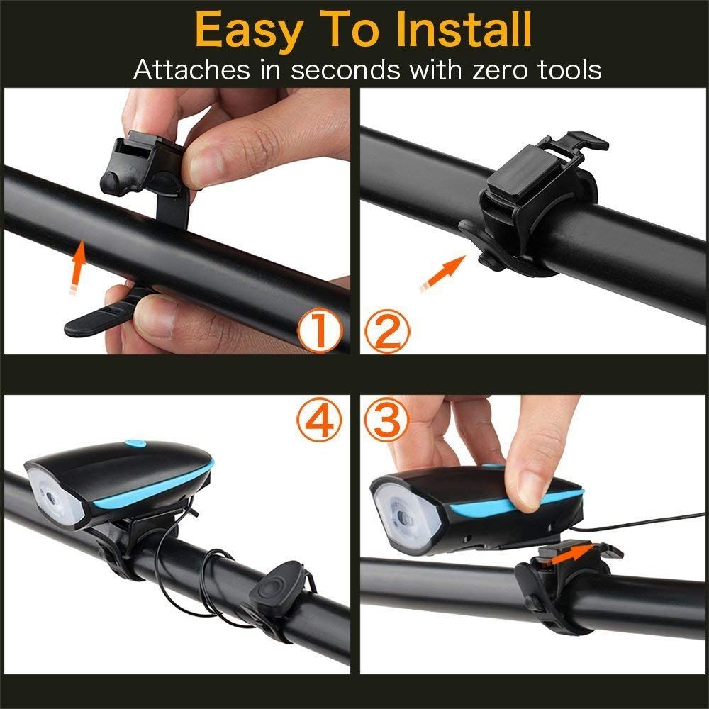 Zacro Bicycle Bike Bell Usb Rechargable Cycling Horn Light