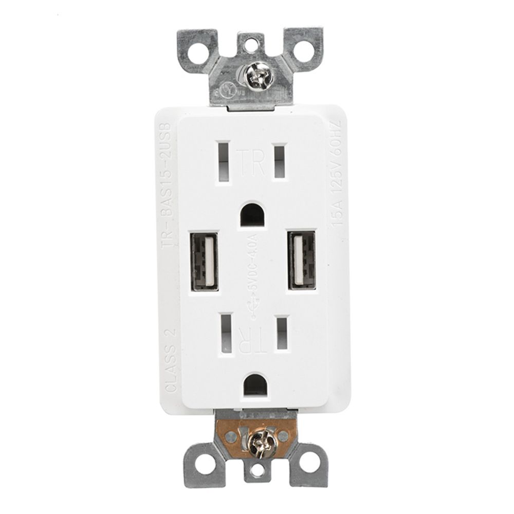TR-BAS15-2USB Dual USB Charger With 15A Duplex Tamper