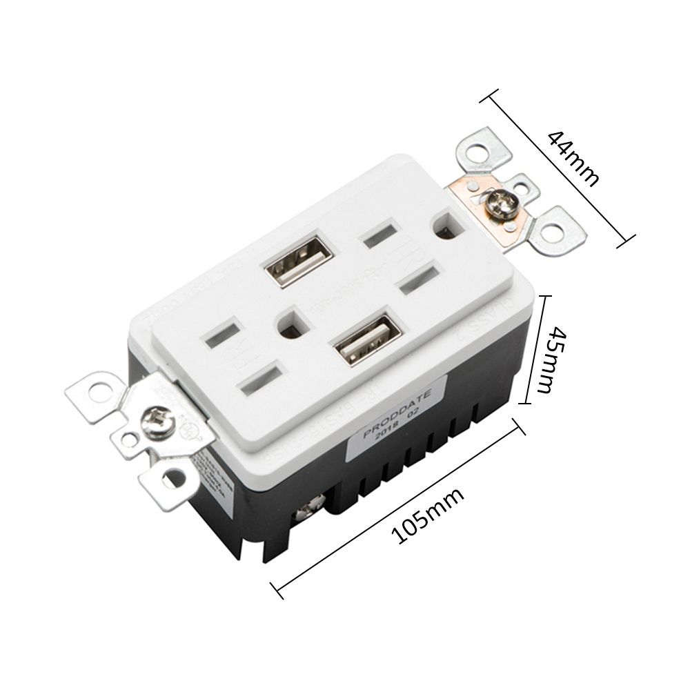 TR-BAS15-2USB Dual USB Charger With 15A Duplex Tamper