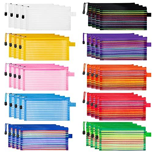 JARLINK 40 Pack 10 Colors Zipper Mesh Pouch, Storage Pouches