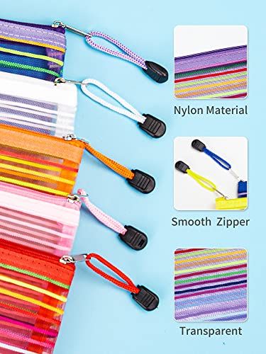 JARLINK 40 Pack 10 Colors Zipper Mesh Pouch, Storage Pouches
