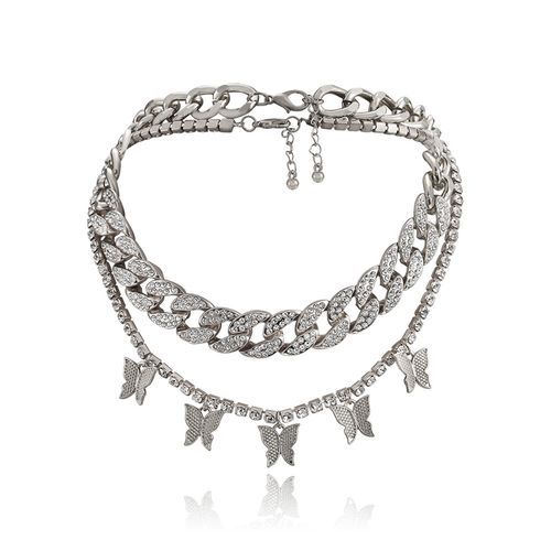 Ladies Silver Vintage Butterfly Necklace