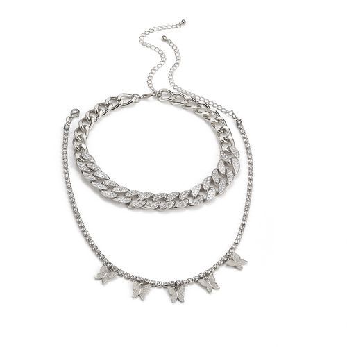 Ladies Silver Vintage Butterfly Necklace