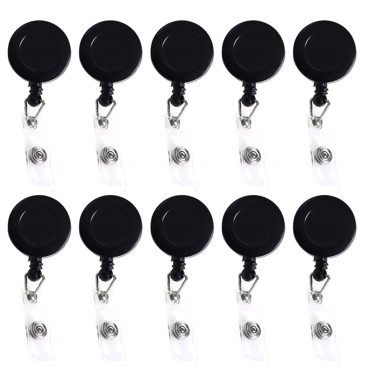 Sturdy Badge Holder 10-pack Swivel Retractable Badge Reels for Work Black