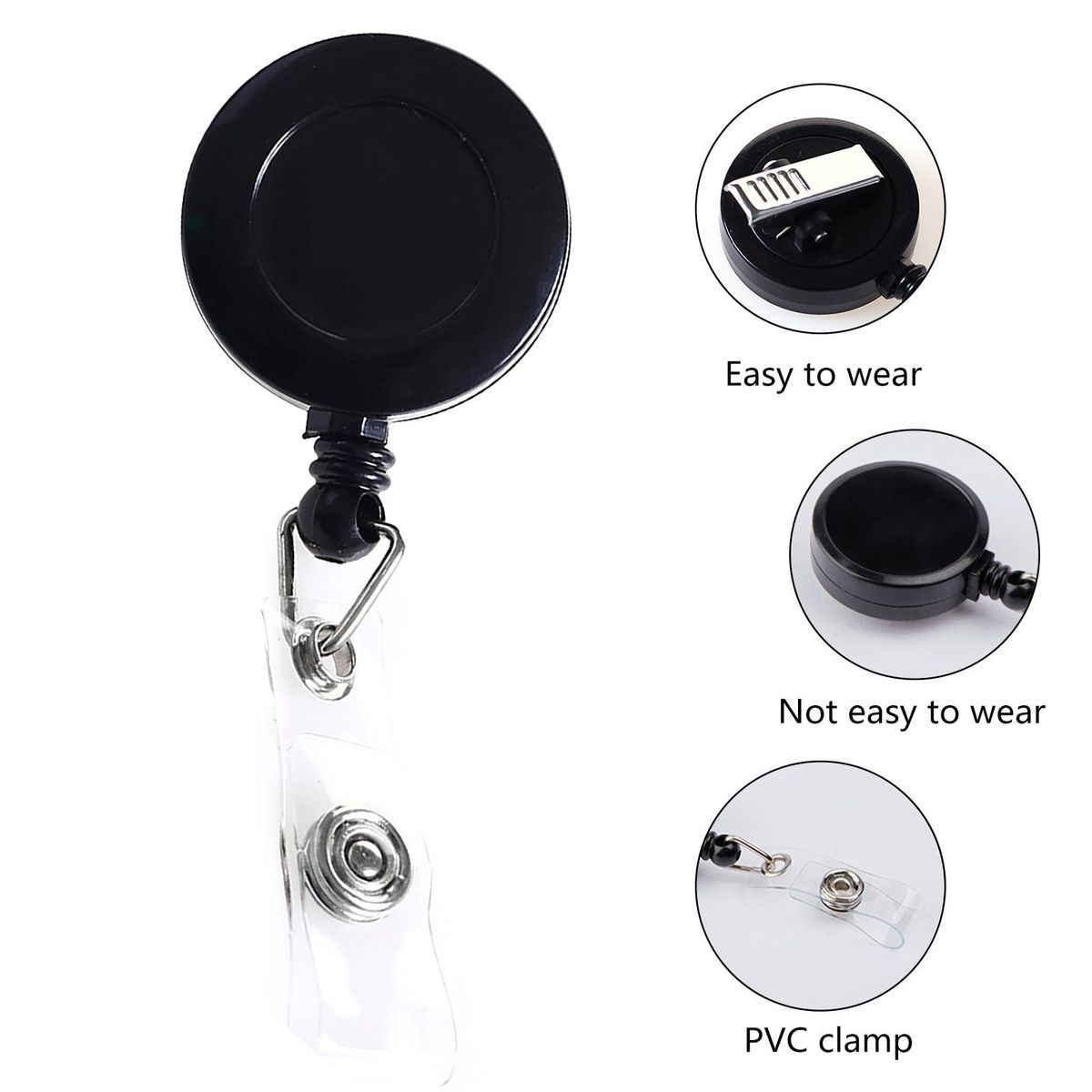 Sturdy Badge Holder 10-pack Swivel Retractable Badge Reels for Work Black