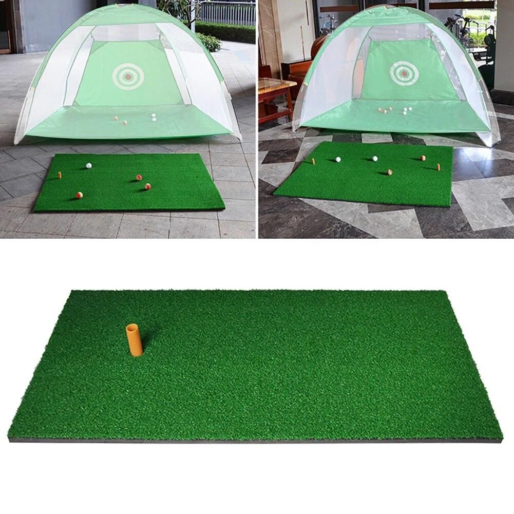 30x60cm Golf Cage Grass Pad Swing Hitting Practice Trainer Mat with Rubber Tee