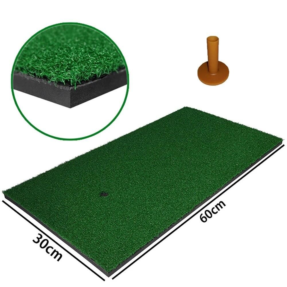 30x60cm Golf Cage Grass Pad Swing Hitting Practice Trainer Mat with Rubber Tee