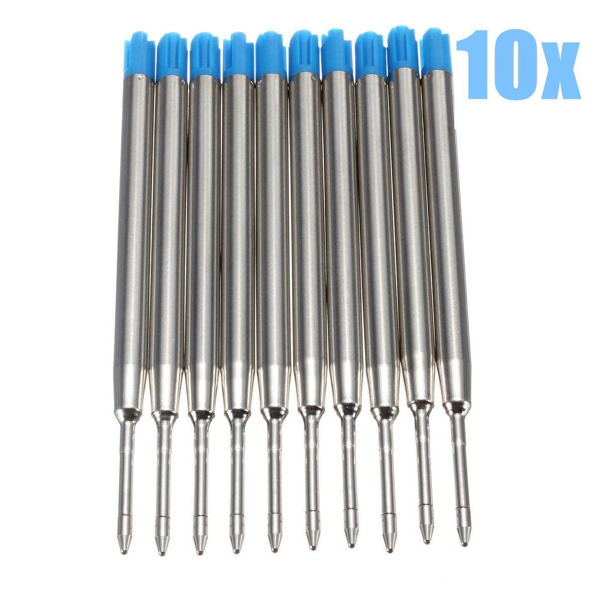 10X Blue Ballpoint Pen Refills Fine Point Medium Standard For Parker Style Ink