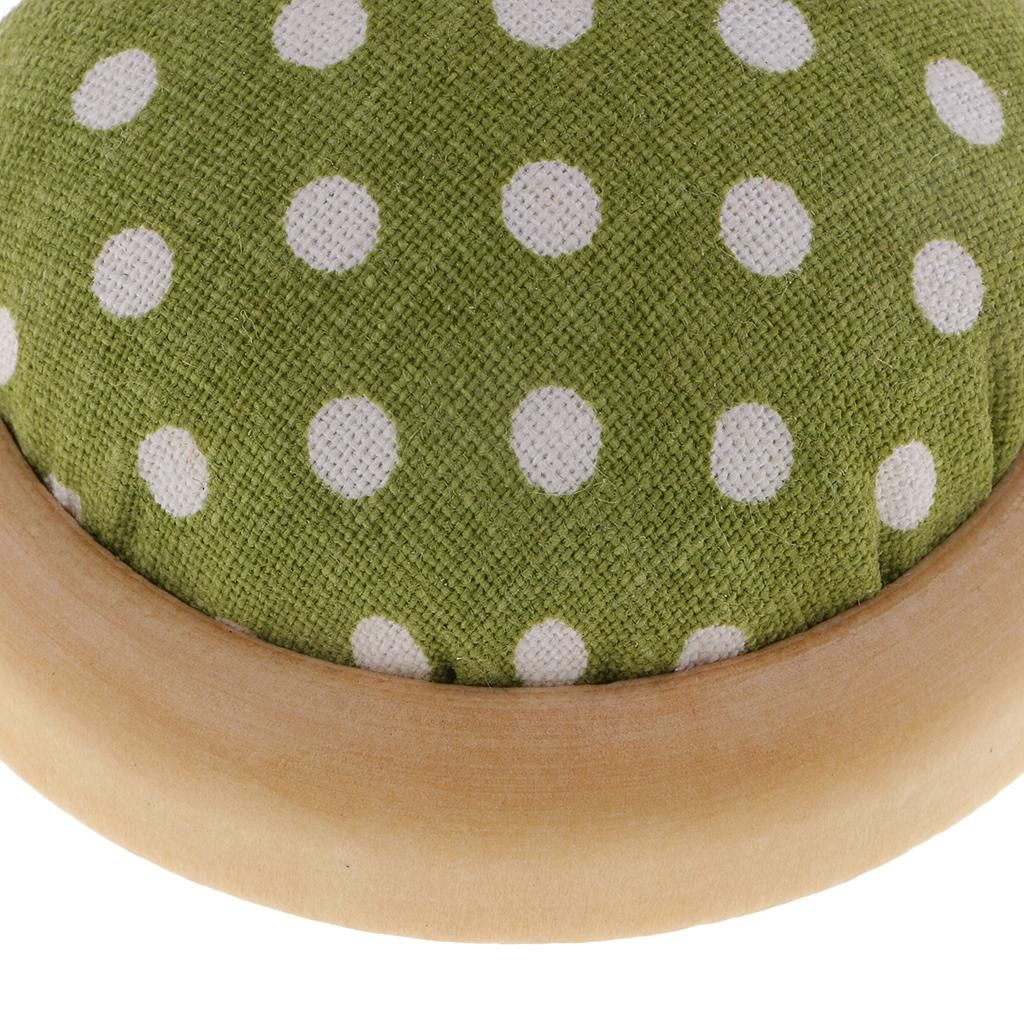 Fabric, Wooden Base,  Holder Pin Cushion DIY Green