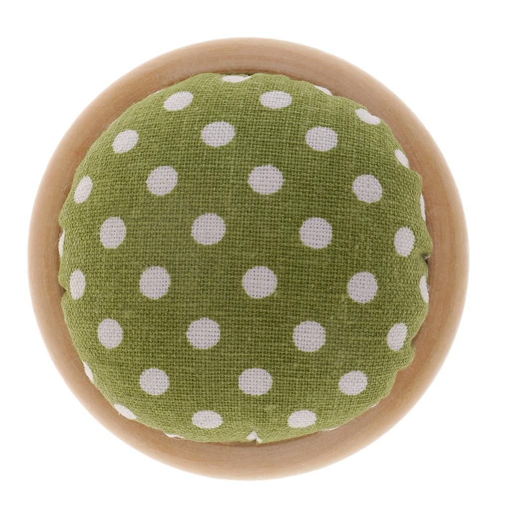 Fabric, Wooden Base,  Holder Pin Cushion DIY Green