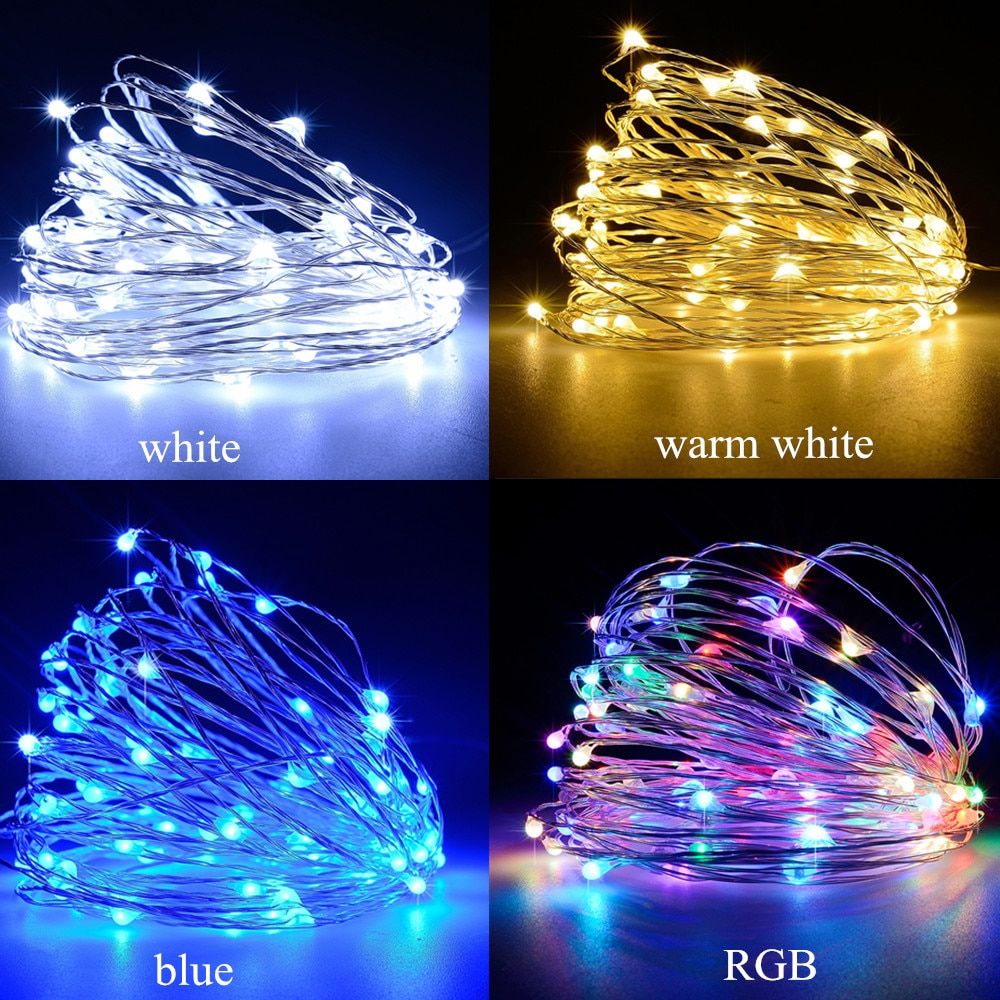 USB Led Fairy Lights String With 13Key Remote Control 8Mode 5/10M/20M Lamp For Gards Home Wedding Christmas Holiday Decor--Blue--10M 100LEDS
