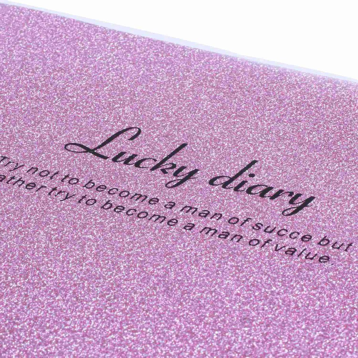 PVC Cover Pink Glitter Powder Decor Diary Memo Book