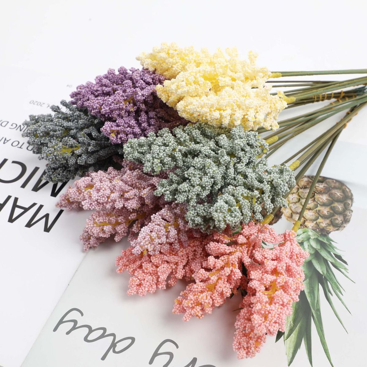 Simulation foam wheat ear fake grain ear pastoral style home decoration decoration wedding photography fake flower simulation reed Pink