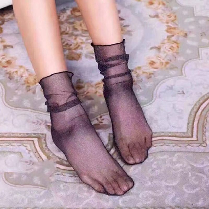 3 Pairs Lace Socks Fishnet Embroidered High Fish Women Net Socks Ankle Short Socks Ruffle Sexy