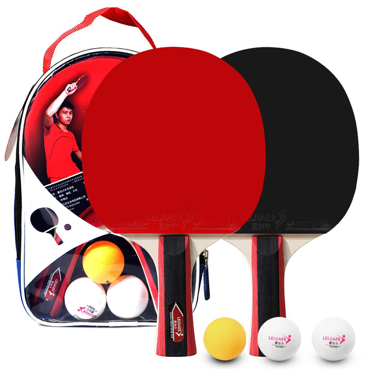 Table Tennis 2 Player Set 2 Table Tennis Bats Rackets and 3 Ping Pong Balls with Cover Bag