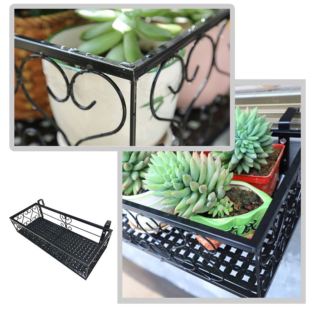 Iron Hang-ing Flower Railing Shelf Basket With Hooks Balcony