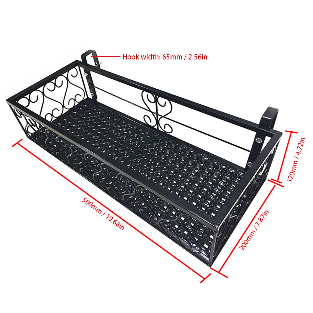 Iron Hang-ing Flower Railing Shelf Basket With Hooks Balcony
