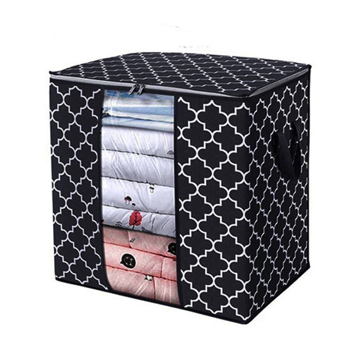 Quilt Storage Bag Reinforced Large Capacity Non Woven-Black