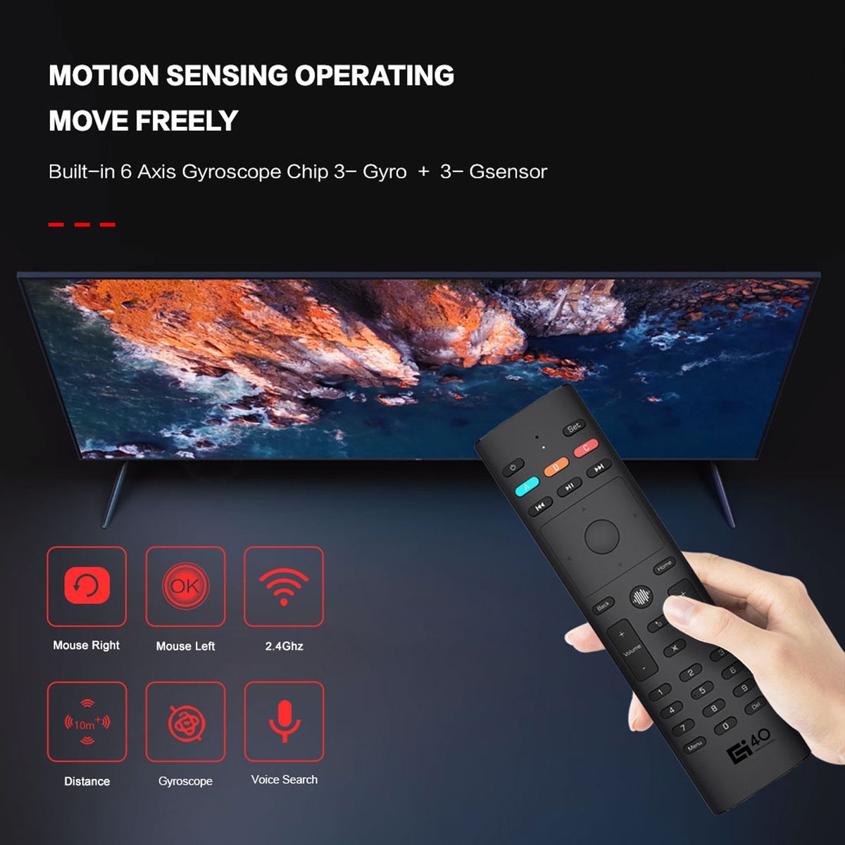 G40S Smart Voice Air Mouse 6-Axis Gyroscope Handheld Remote
