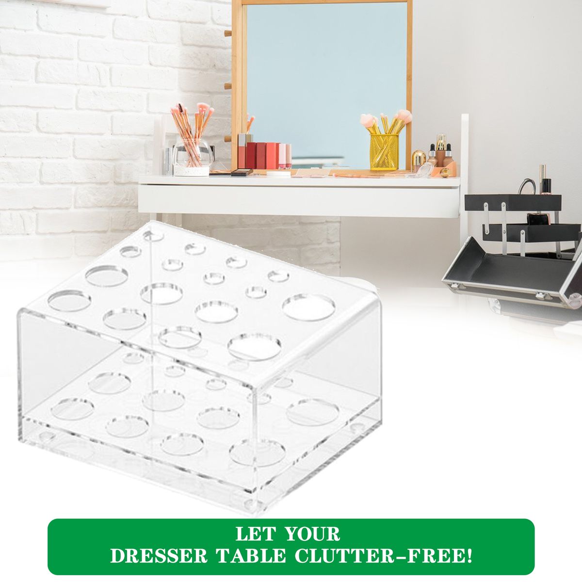 16 Slots Makeup Brush Storage Anti-skid Acrylic Cosmetic