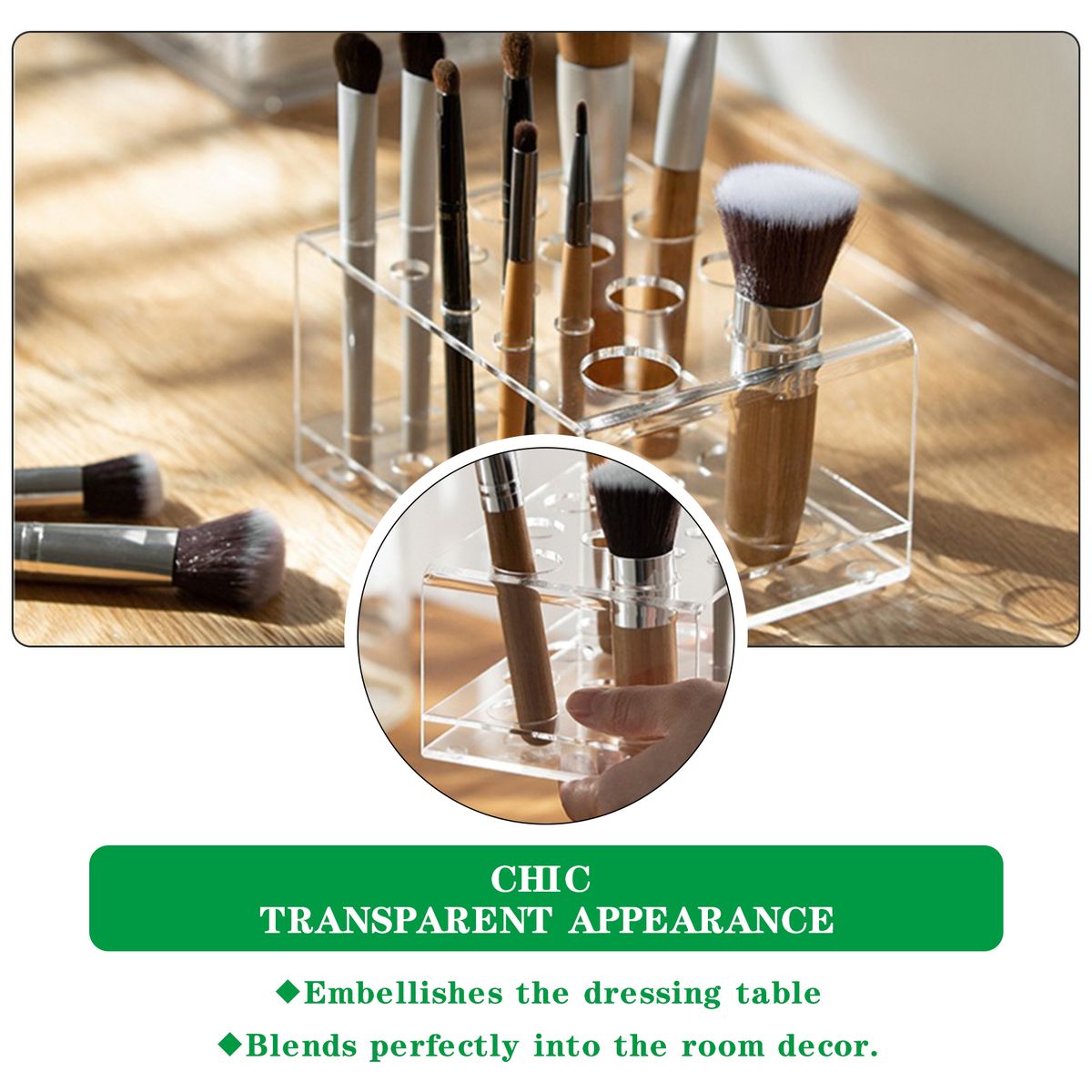 16 Slots Makeup Brush Storage Anti-skid Acrylic Cosmetic