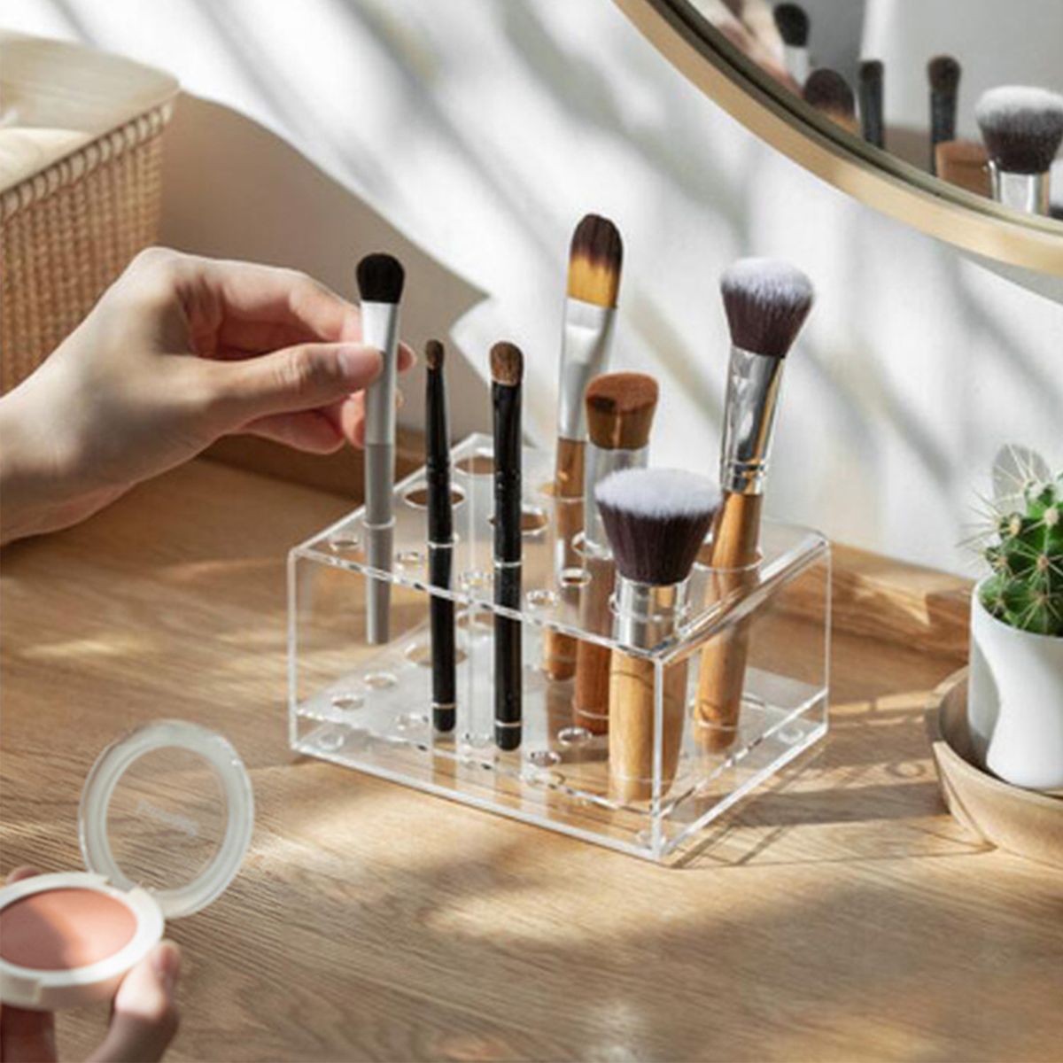 16 Slots Makeup Brush Storage Anti-skid Acrylic Cosmetic