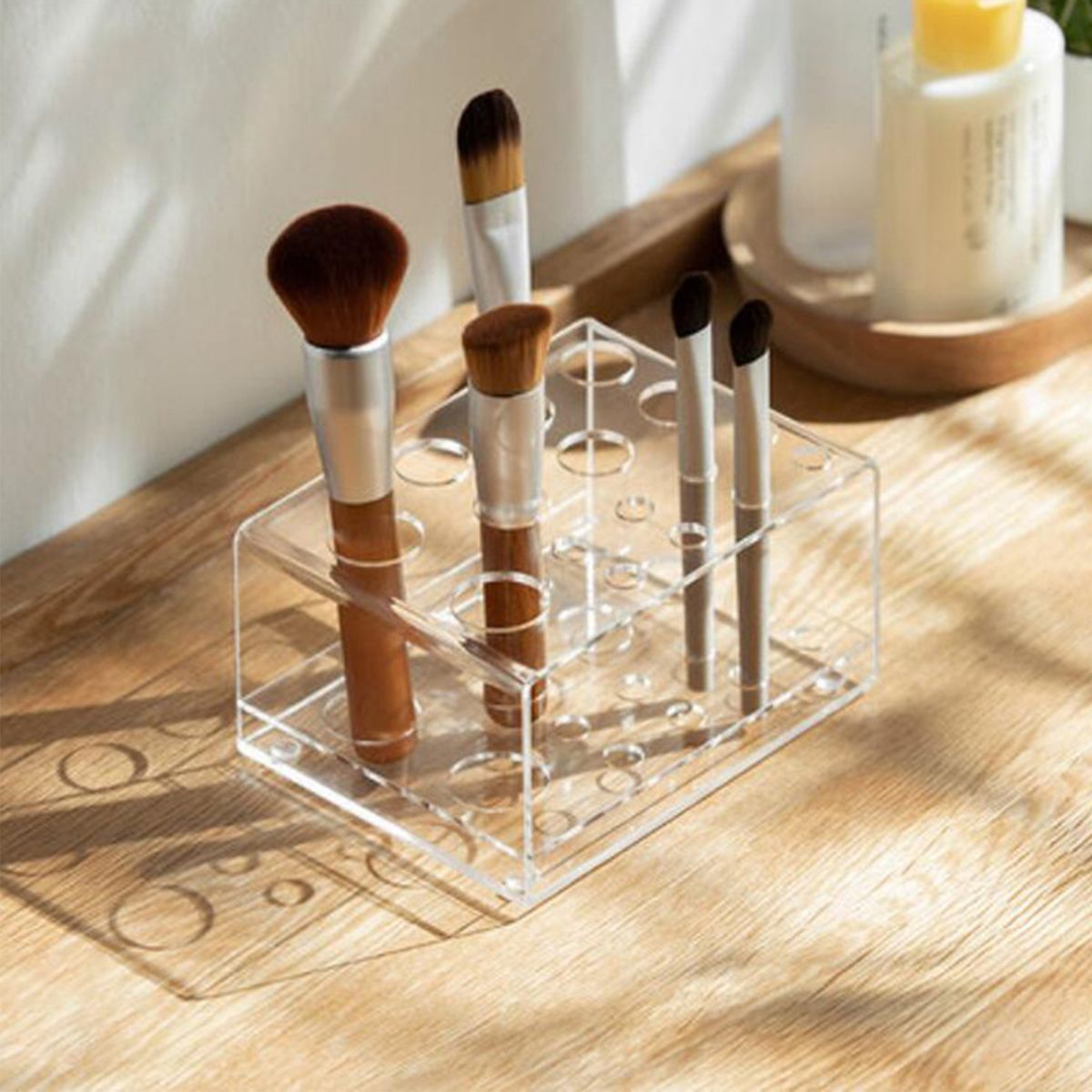 16 Slots Makeup Brush Storage Anti-skid Acrylic Cosmetic