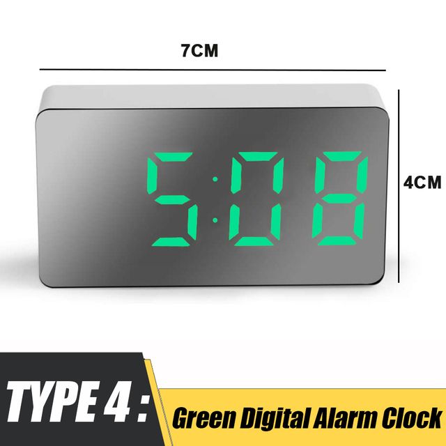 LED Mirror Table Clock Digital Alarm Snooze USB Alarm Clock