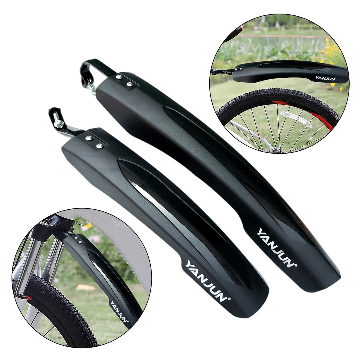 Mountain Road Bike Mudguard Set Portable  Mud Black