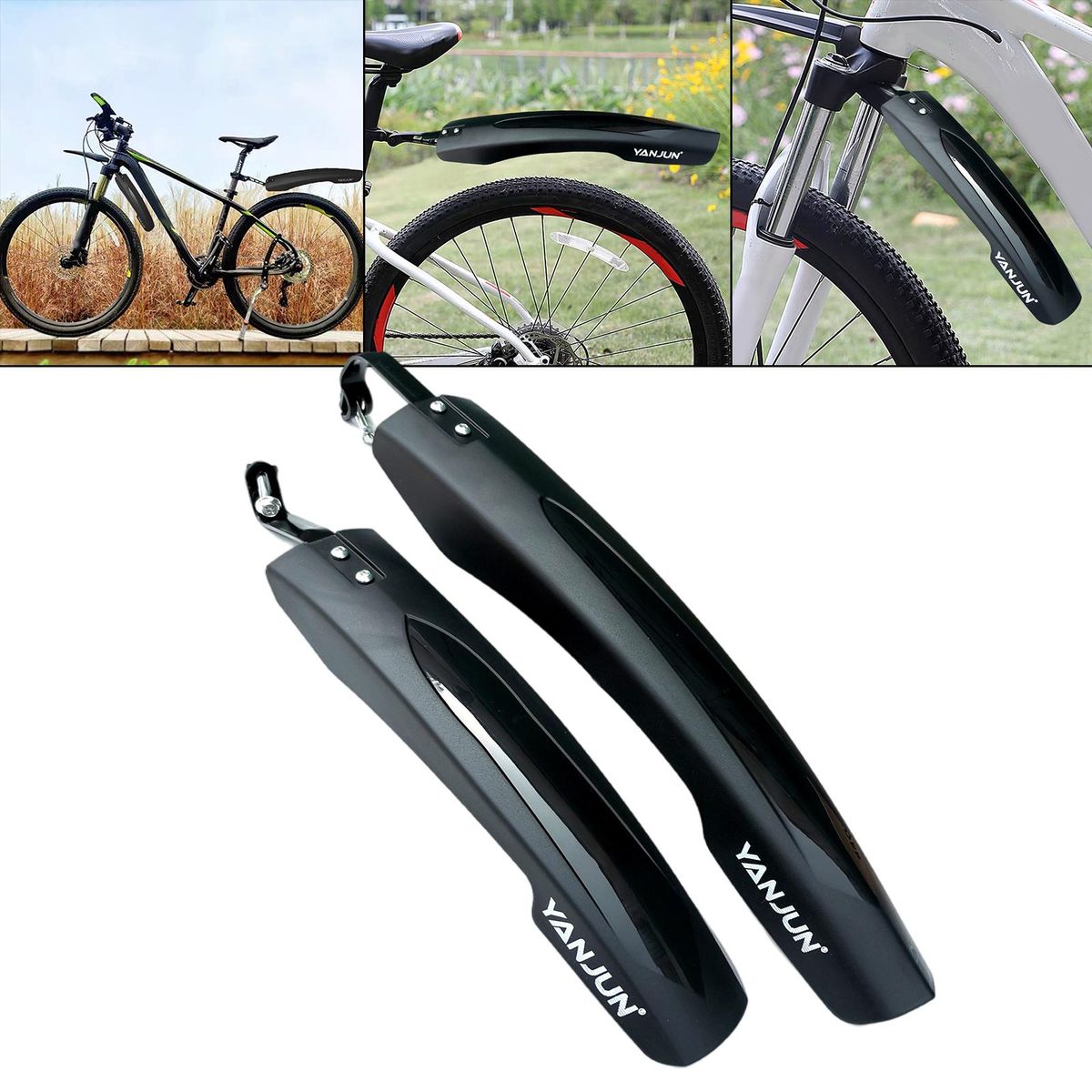 Mountain Road Bike Mudguard Set Portable  Mud Black