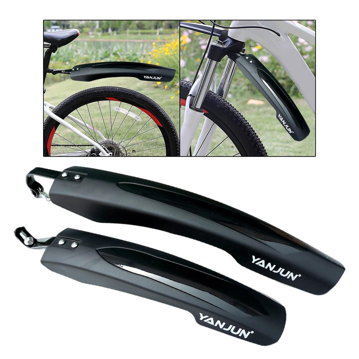 Mountain Road Bike Mudguard Set Portable  Mud Black