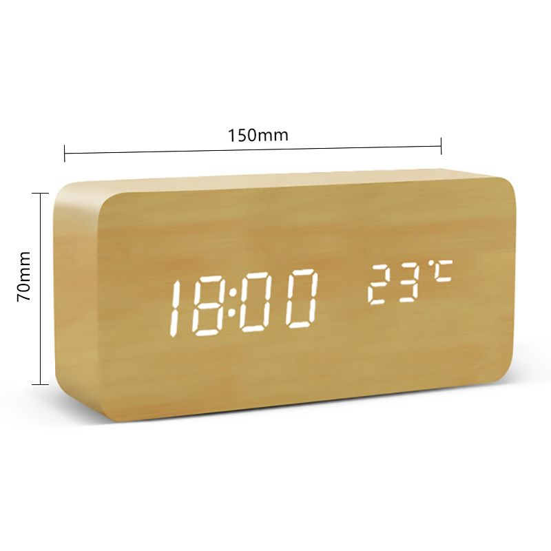 Wooden Wall Clock Electronic Watch Desk Digital Despertador