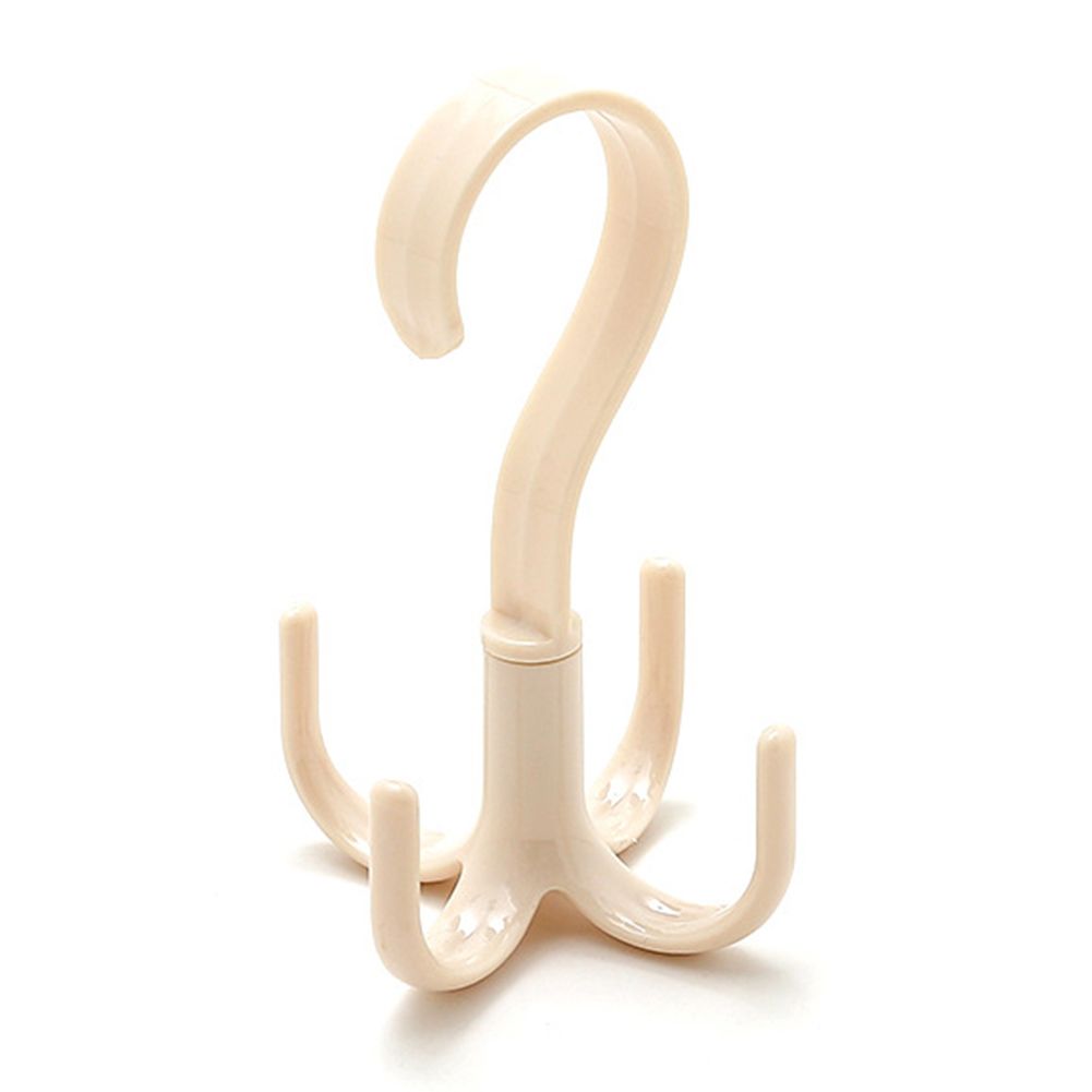 Wall Rack 4 Claw Hook Rotatable Scarf Shoe Closet-Beige