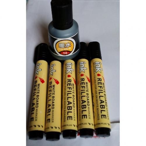 REFILLABLE WHITE BOARD MARKER  (10 PCS) WITH FREE 50ML INK