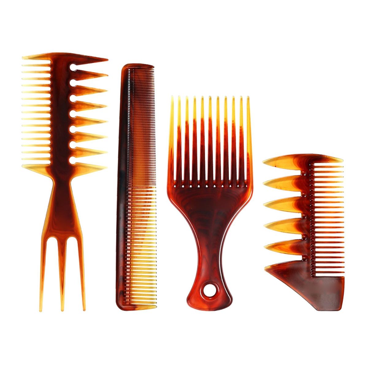 4PCS Hair Brush Comb Set Wide Tooth Comb Hairdressing Styling Tools Wet Pick Barber Comb Anti-Static Hair Brush for Man