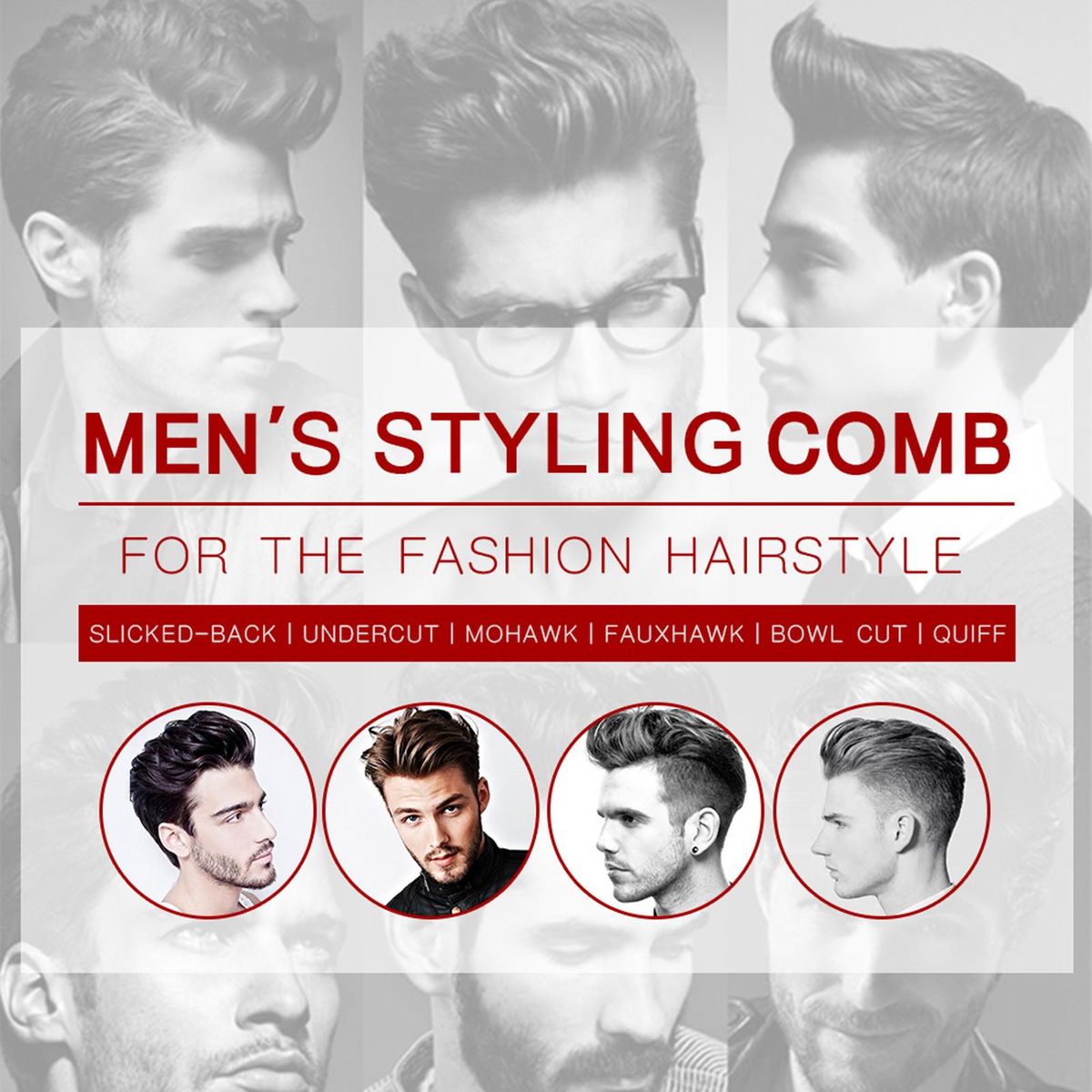 4PCS Hair Brush Comb Set Wide Tooth Comb Hairdressing Styling Tools Wet Pick Barber Comb Anti-Static Hair Brush for Man