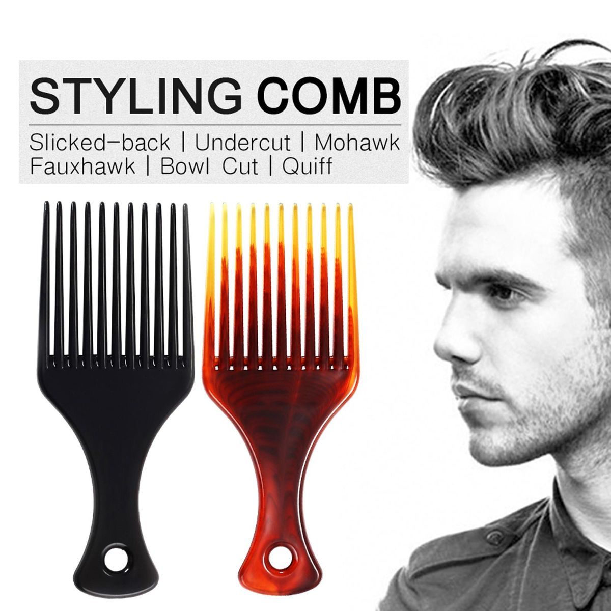 4PCS Hair Brush Comb Set Wide Tooth Comb Hairdressing Styling Tools Wet Pick Barber Comb Anti-Static Hair Brush for Man