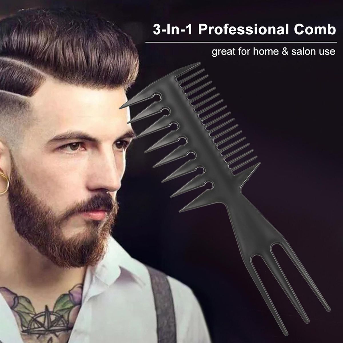 4PCS Hair Brush Comb Set Wide Tooth Comb Hairdressing Styling Tools Wet Pick Barber Comb Anti-Static Hair Brush for Man