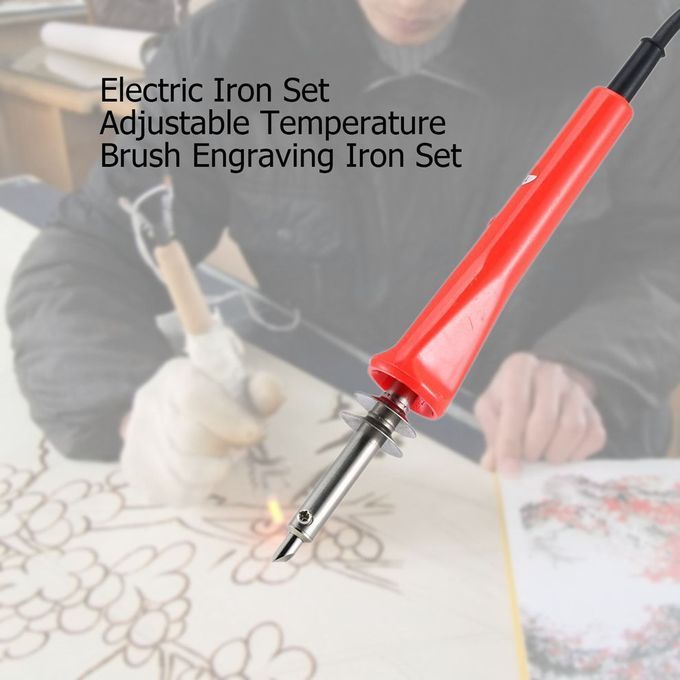 Ele Tri  Iron Set Adjustable Temperature Brush   Iron Set-red-US
