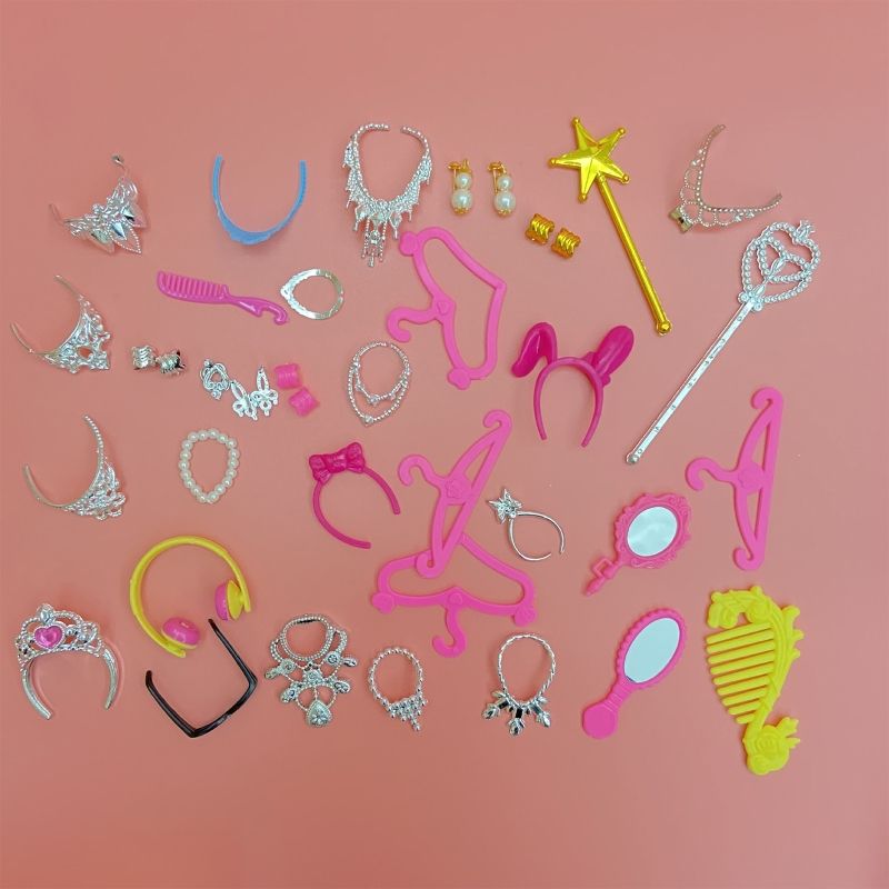38pcsSet Barbi Doll Accessories Simulation Jewelry Necklace