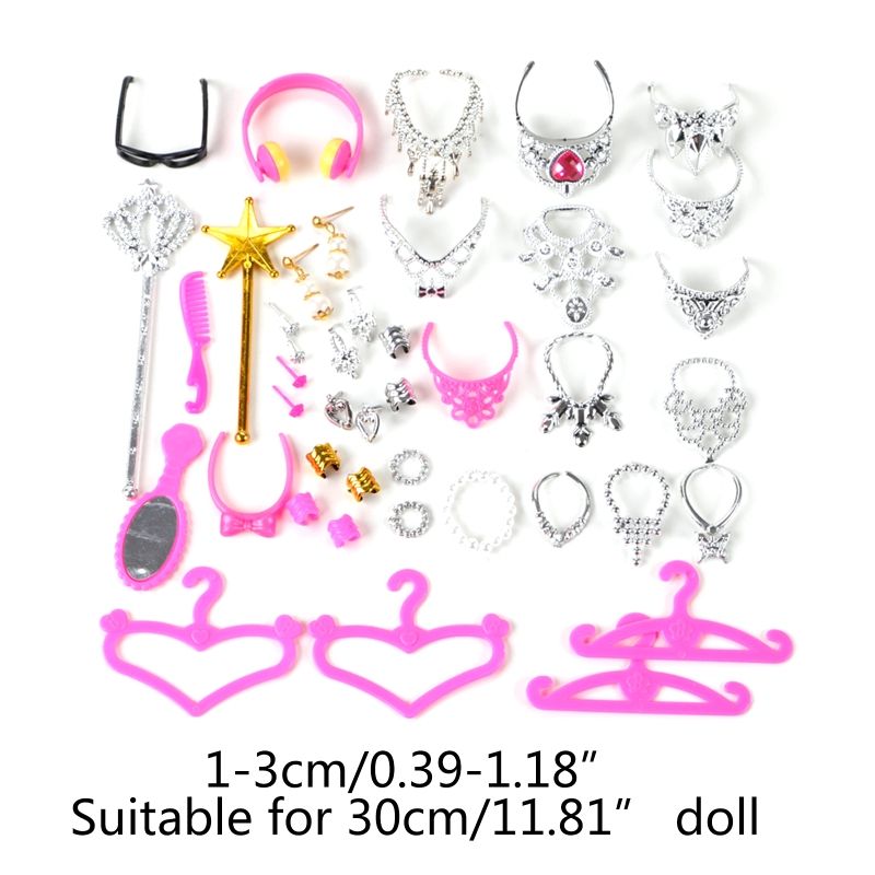 38pcsSet Barbi Doll Accessories Simulation Jewelry Necklace