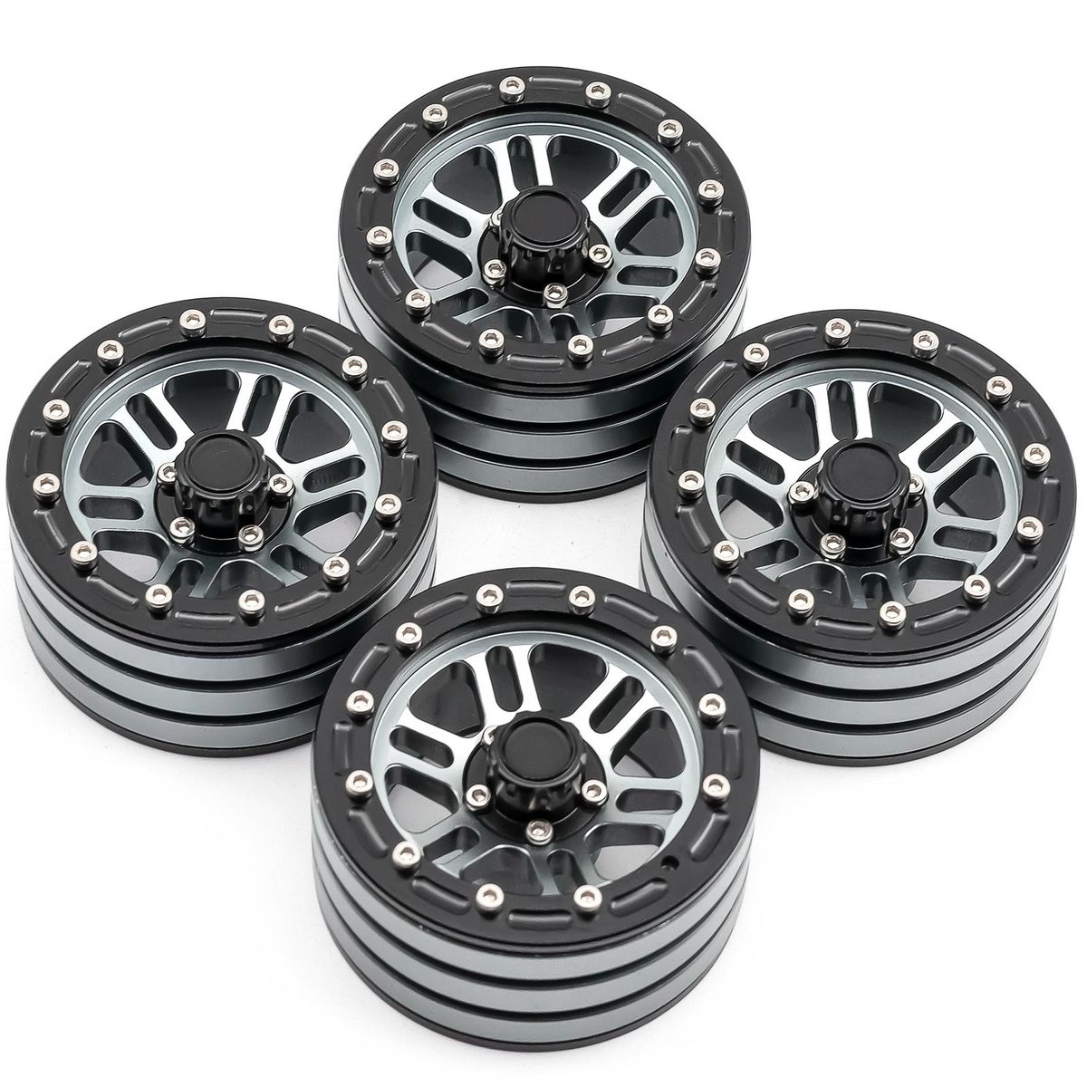 Aluminum Alloy Wheel Rims  Beadlock Hub 4pcs 1.9inch 55*26*40mm  Replacement for Axial SCX10 90026 90046 TRAX4 D90 Wraith 90048 1/10 Remote Control Car