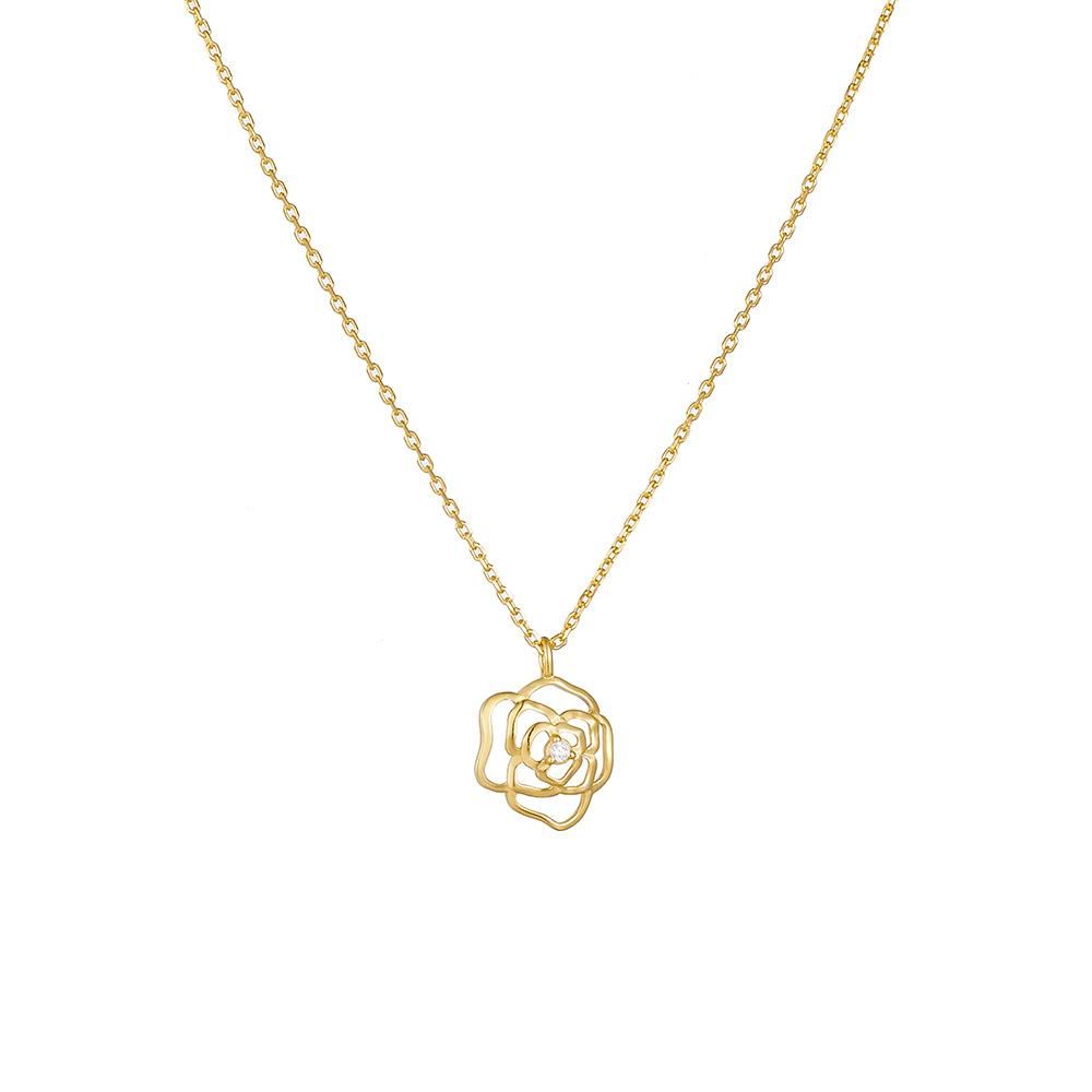 French Entry Lux Retro Hollow Rose Sterling Silver Necklace For Women Special-Interest Des