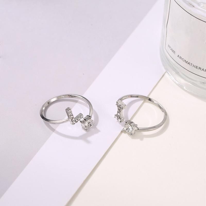 Adjustable A to Z Alphabet Open Ring Couple Wedding Band