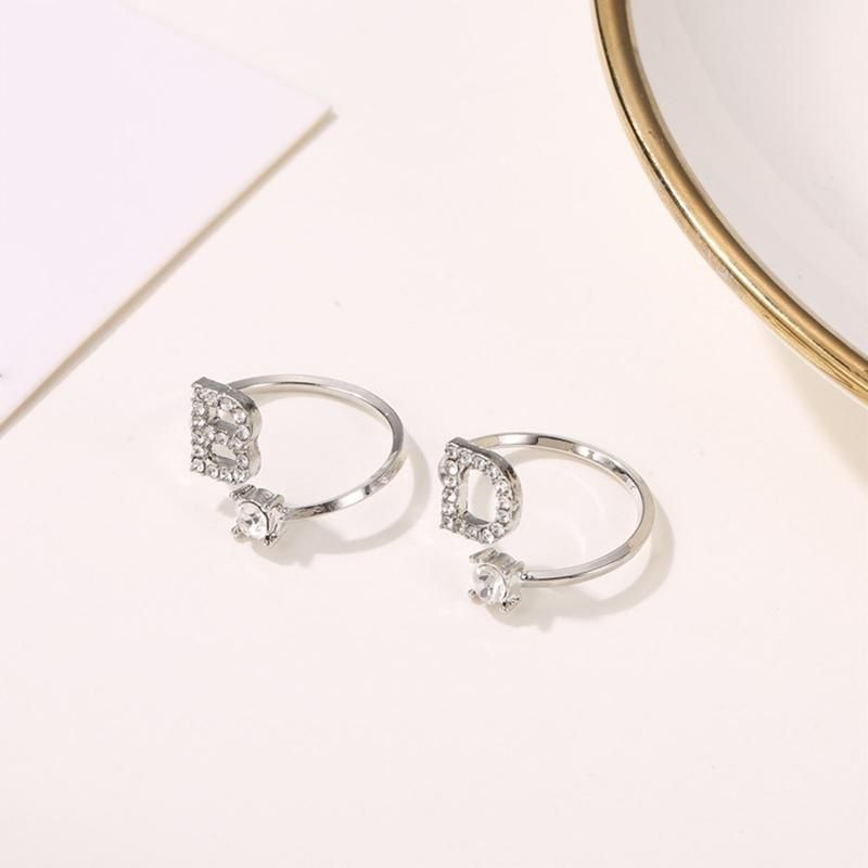 Adjustable A to Z Alphabet Open Ring Couple Wedding Band
